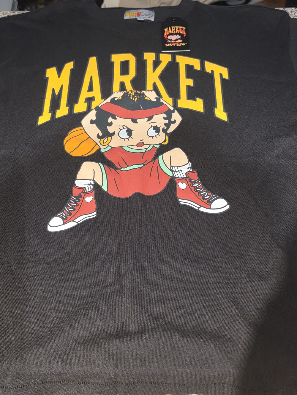 MARKET Betty Boop Graphic Tee - Black with Yellow & Red